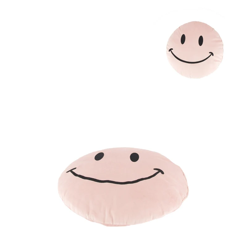 Cushion round smiley polyester 38x38x6cm Pink