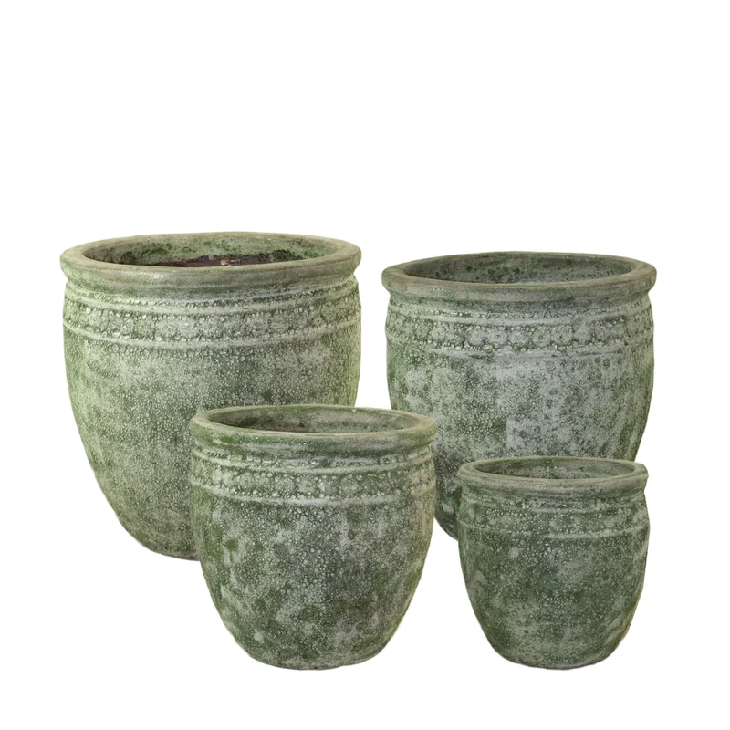 Set/4 Planter ceramic 57x57x55cm Green