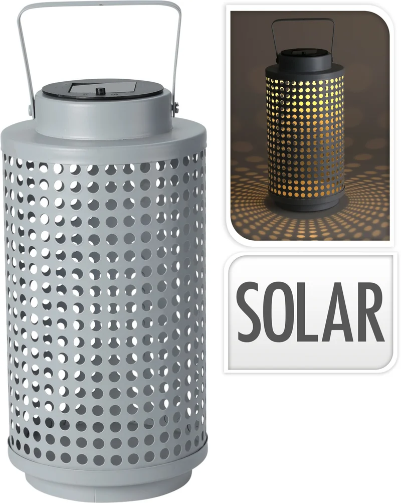 SOLAR LANTAARN METAAL WIT D14XH28CM