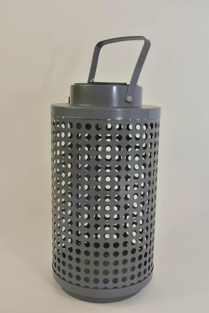 SOLAR LANTAARN METAAL GRIJS D14XH28CM