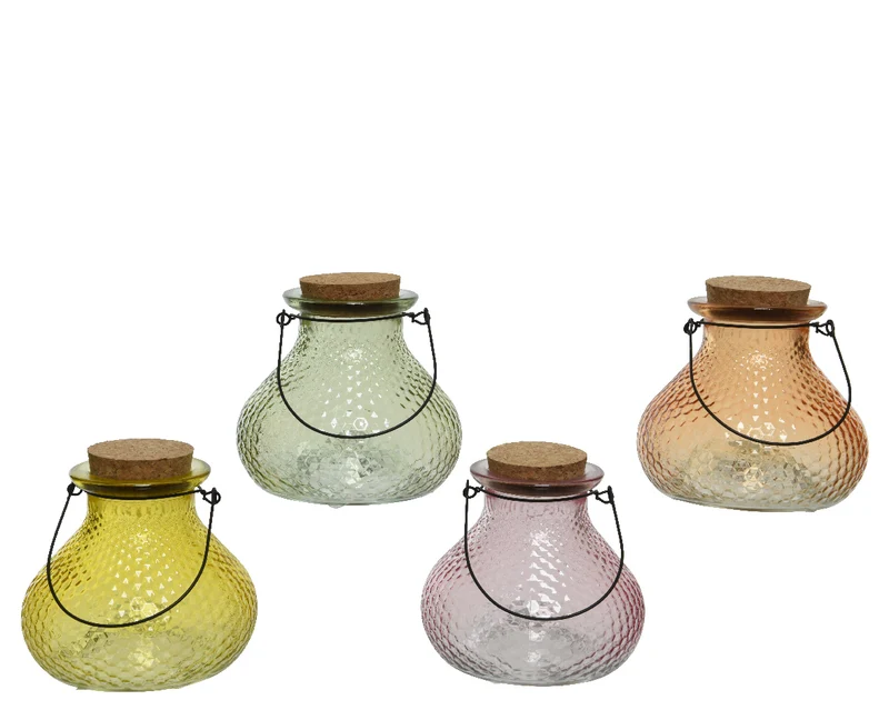 Wespenvanger glas 4 kleur assorti H.13cm D.14cm