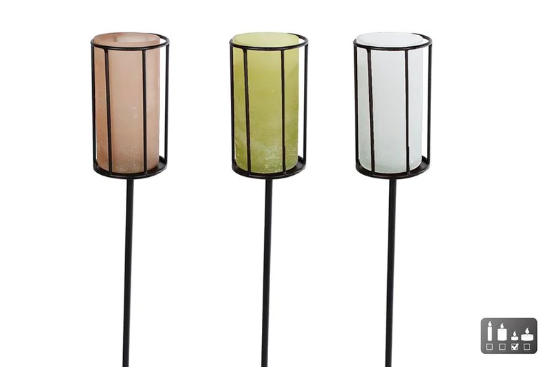 Tuinsteker "Jurrien" zwart/kleur 3 assortie metaal/glas 6x6x97cm