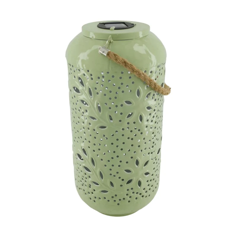 Lantern solar metal 19x19x40cm Light green
