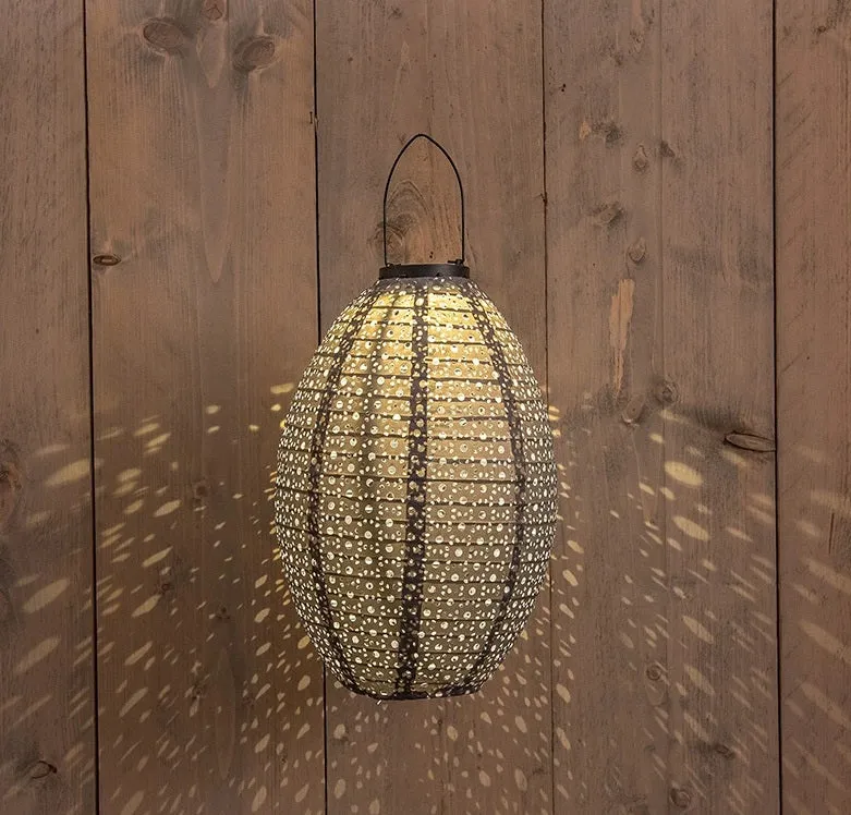 SOLAR LAMPION 22X32CM GRIJS / MARRAKESH