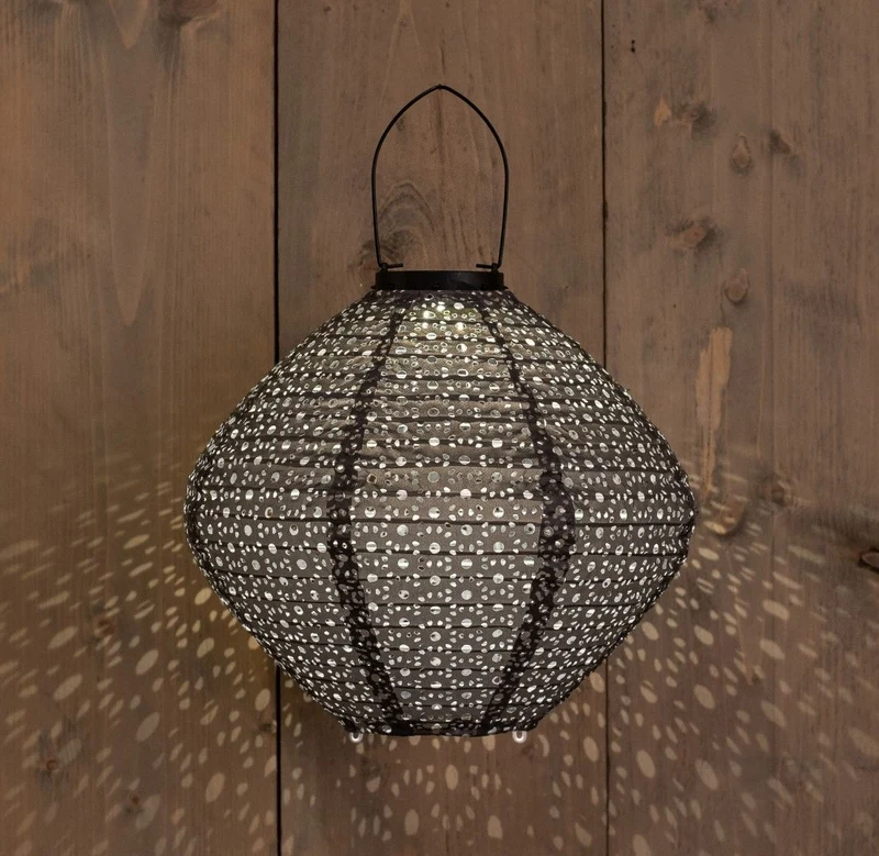 SOLAR LAMPION 29X25CM GRIJS/MARRAKESH
