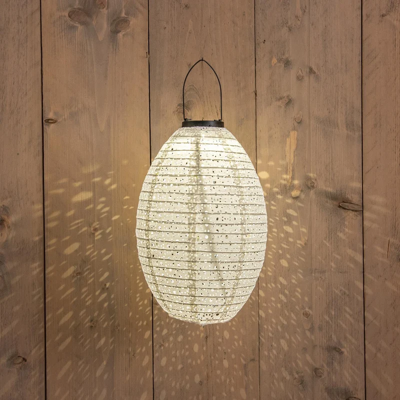 SOLAR LAMPION 22X32CM WIT / MARRAKESH