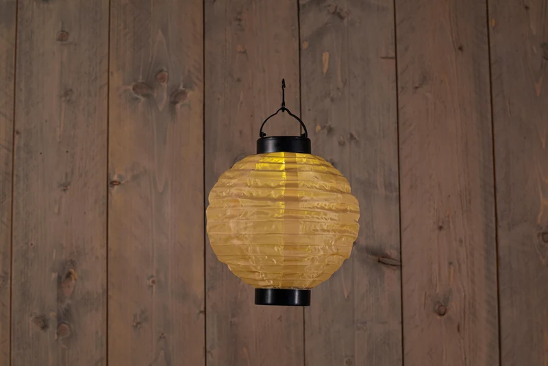 SOLAR LAMPION TAUPE 20CM LED WARM WIT