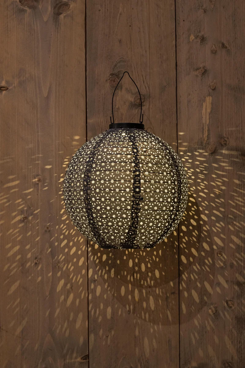 SOLAR LAMPION 25CM GRIJS/MARRAKESH
