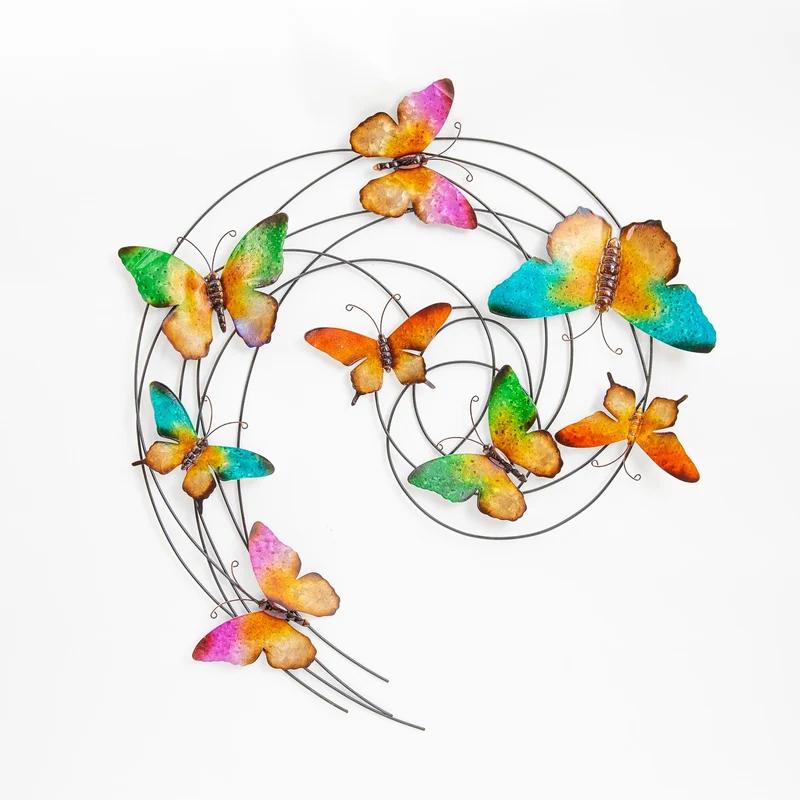 WANDDECO SET VLINDERS 65,5X4X51,5CM METAAL METALLIC