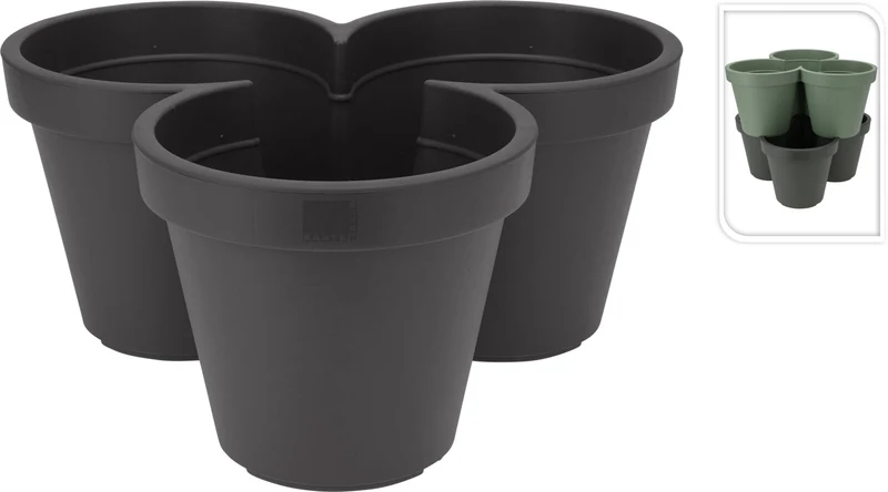 BLOEMPOT E&K STAPELBAAR, DIA 44XH20CM, ANTRACIET