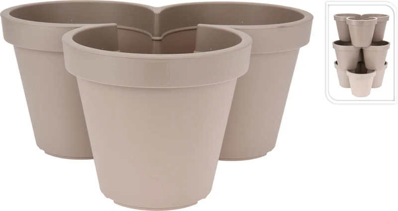 BLOEMPOT E&K STAPELBAAR, DIA 44XH20CM, PASTEL TAUPE