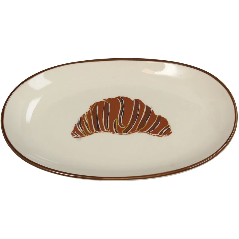 Plate Croissant Stoneware Brown 21x12.5x2.5cm
