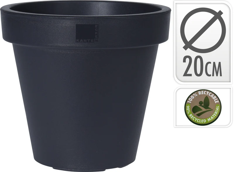 BLOEMPOT EK ROND DIA 20CM ANTRACIET