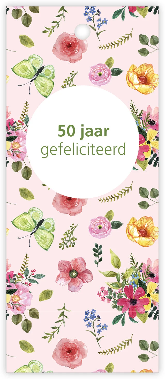 Pakje a 12 kadokaartjes Butterfly 50 Jaar gefeliciteerd