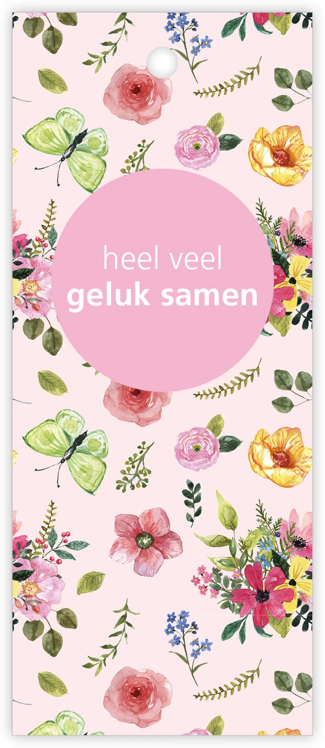 Pakje a 12 kadokaartjes Butterfly Heel veel geluk samen