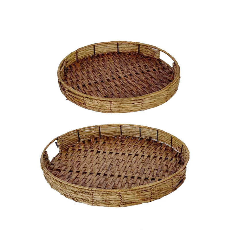S/2 Tray Halton Hills D48 H6cm Light Brown