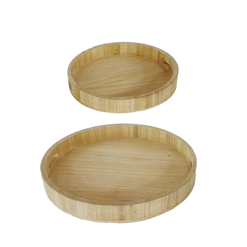 S/2 Tray Grand Forks Wood D48 H6cm Natural