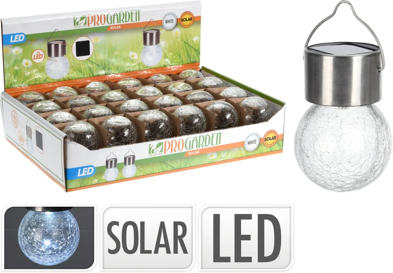 SOLAR GLAZEN BOL LED D6 H9/12CM WARM WHITE