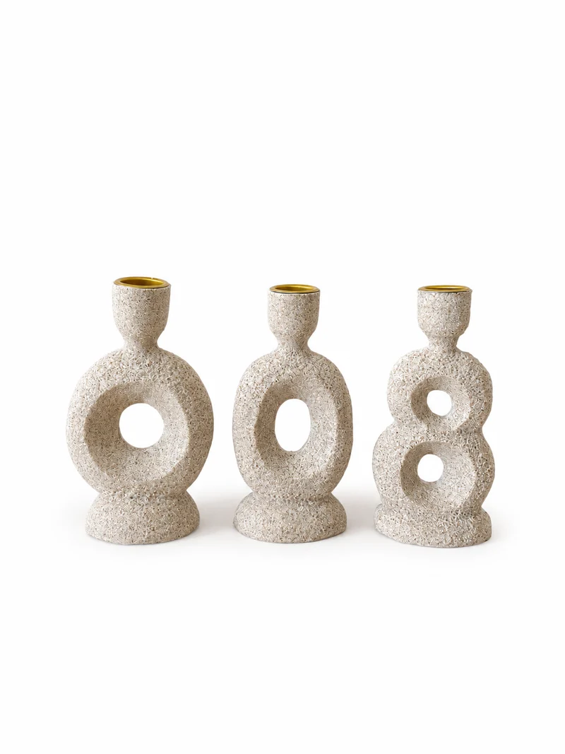 Candle Holder Polyresin 3 assorted 7,4x5,3x14x3cm
