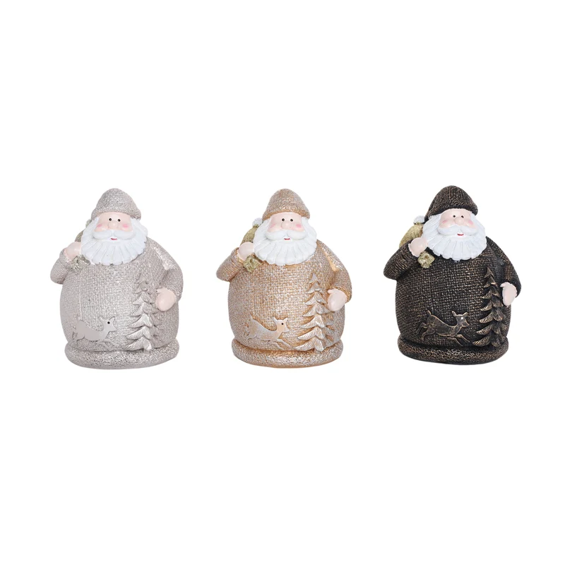 Deco Santa 3 assorted 11x10x15cm
