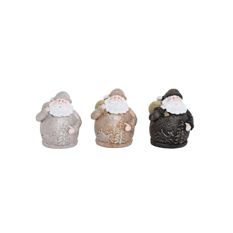 Deco Santa 3 assorted 8x7x9cm