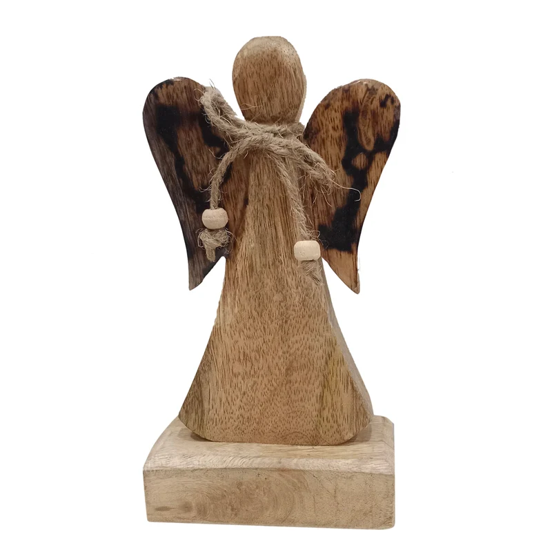 Deco Angel Wood 10x5x19cm Natural/Brown