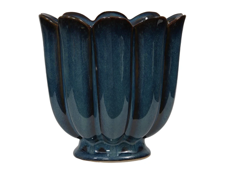 Stoneware flowerpot blue Ø 15.5x15 cm
