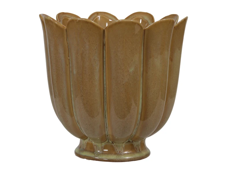 Stoneware flowerpot beige Ø 15.5x15 cm