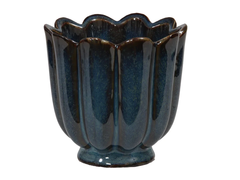 Stoneware flowerpot blue Ø 9x8.5 cm