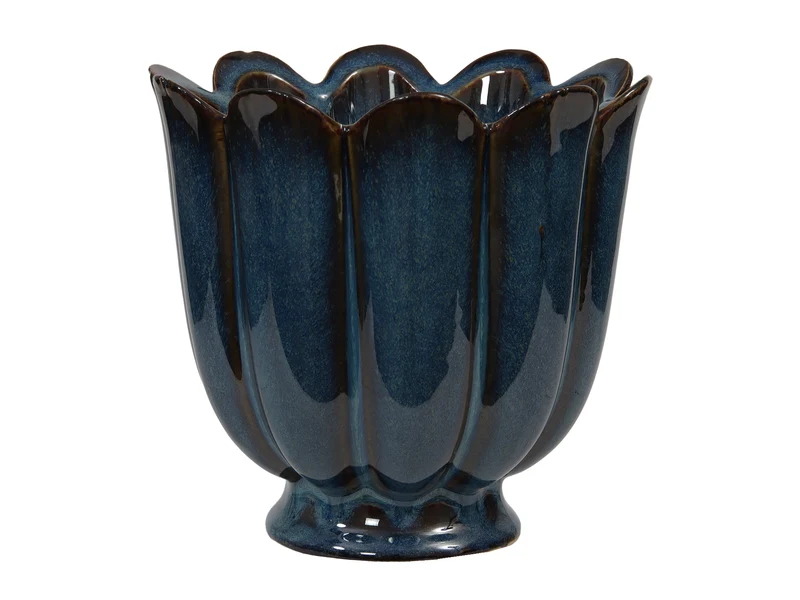 Stoneware flowerpot blue Ø 13.5x13 cm