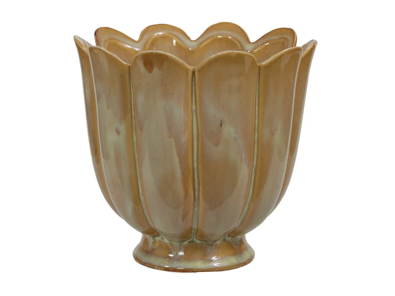 Stoneware flowerpot beige Ø 13.5x13 cm