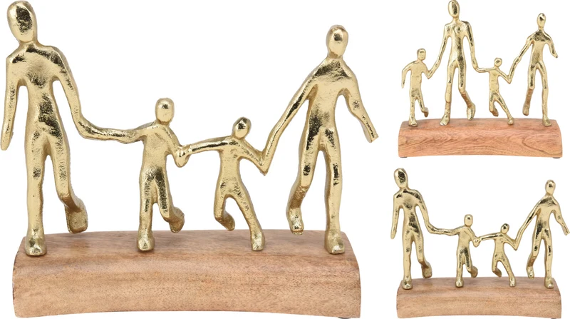 SCULPTUUR FAMILIE ALUMINIUM 24X9X23CM GOUD 2 ASSORTIE