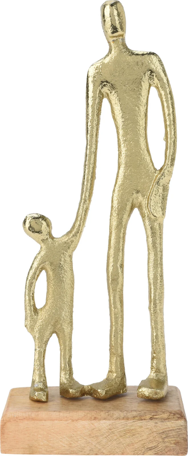 SCULPTUUR MAN EN KIND ALUMINIUM 10X5X24CM GOUD