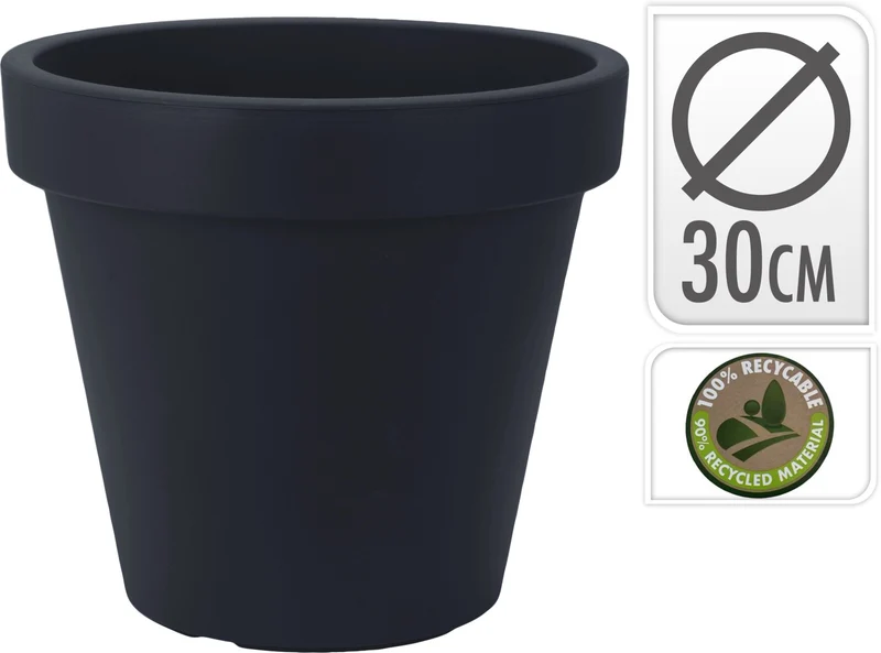BLOEMPOT EK ROND DIA 30CM ANTRACIET