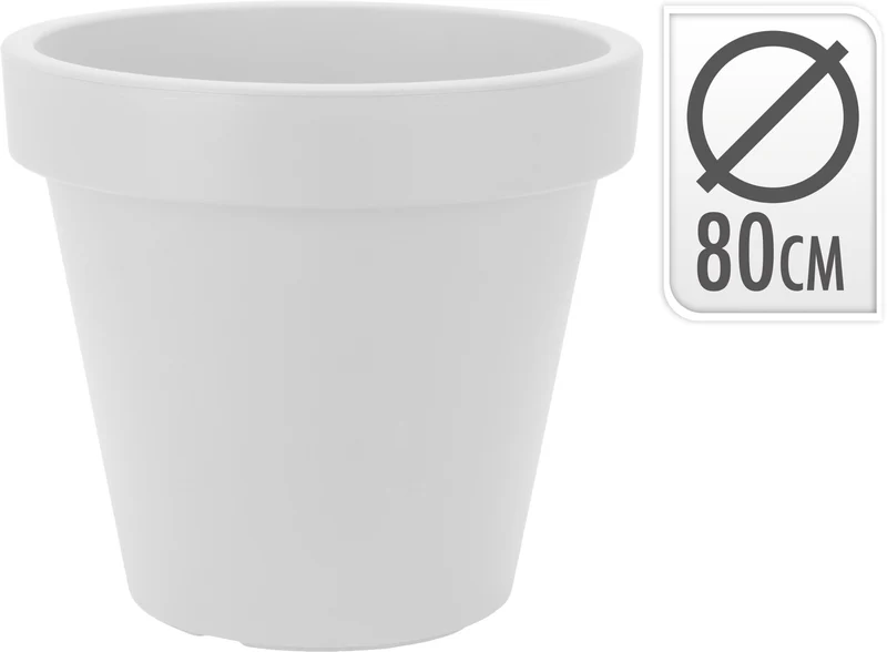 BLOEMPOT EK ROND DIA 80CM WIT