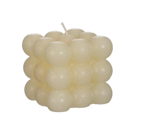 Bubble candle 8x8x8 cm creme