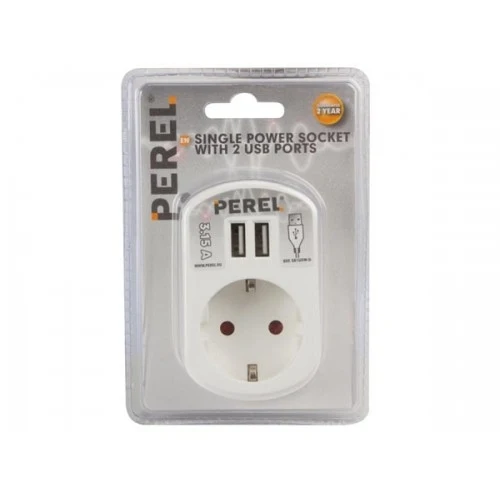 Enkelvoudige Contactdoos met 2 USB-Poorten, 3.15 A - Wit