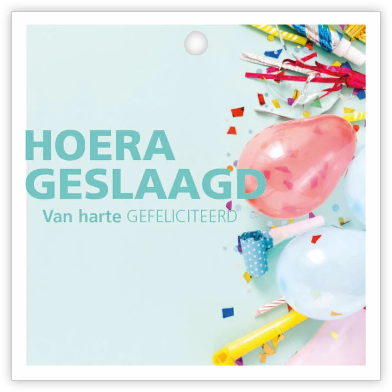 Pakje a 12 kadokaartjes Basics Hoera geslaagd
