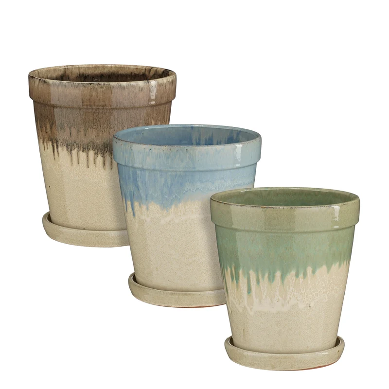 Madrid pot round l. blue brown mint green 3 assorted - h33xd30cm