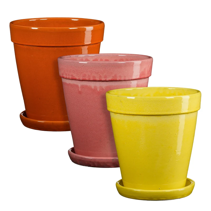 Madrid pot rond l.geel oranje l.roze 3 assorti - h33xd30cm