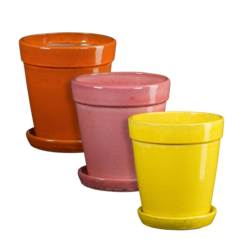 Madrid pot rond l.geel oranje l.roze 3 assorti - h24xd22cm