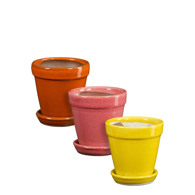 Madrid pot rond l.geel oranje l.roze 3 assorti - h11,5xd11,5cm