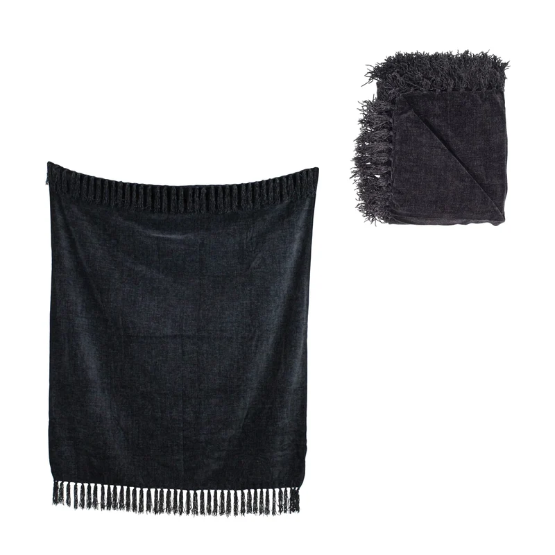 Plaid polyester 150x125x0.5cm Black