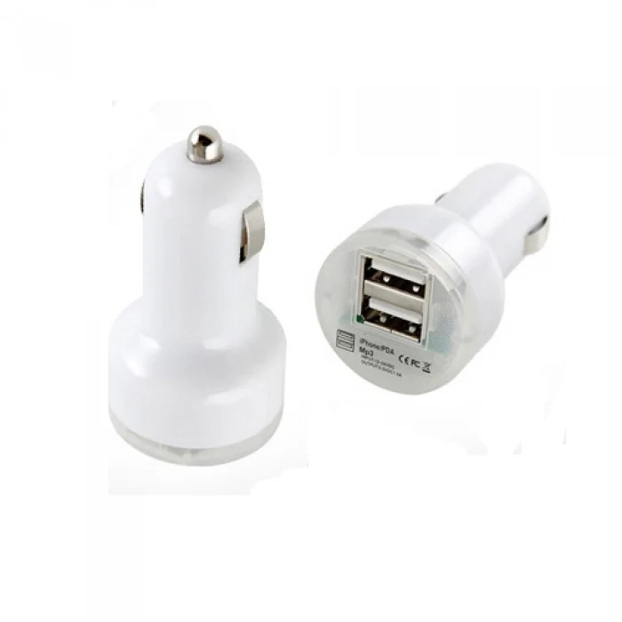 DUO USB autolader - 2,1A - WIT