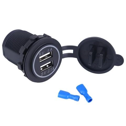Inbouw USB auto lader - 2 poort - waterdicht