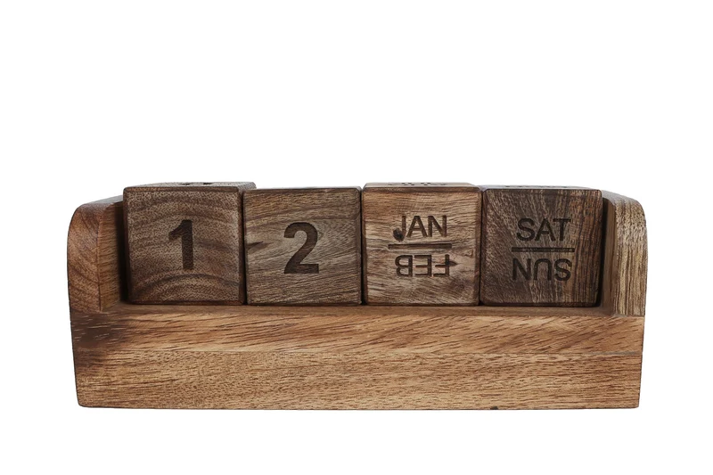Bureaukalender “Cube" naturel mango 16x5x6cm