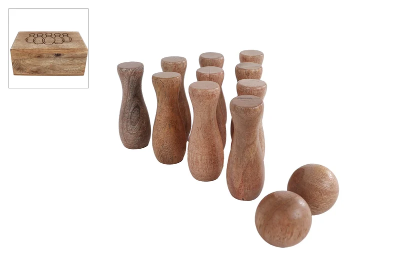 Spel “Bowling” naturel mango 13x8x5cm