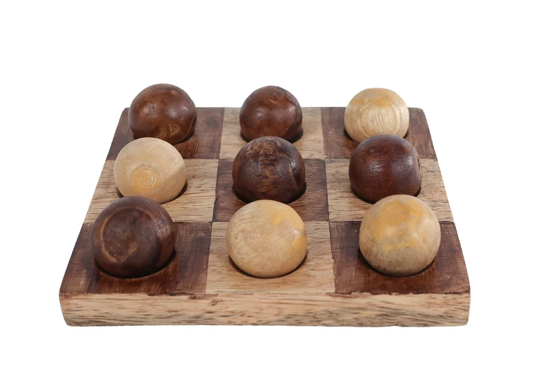 Tic Tac Toe "Balls" naturel mango 10x10x3cm