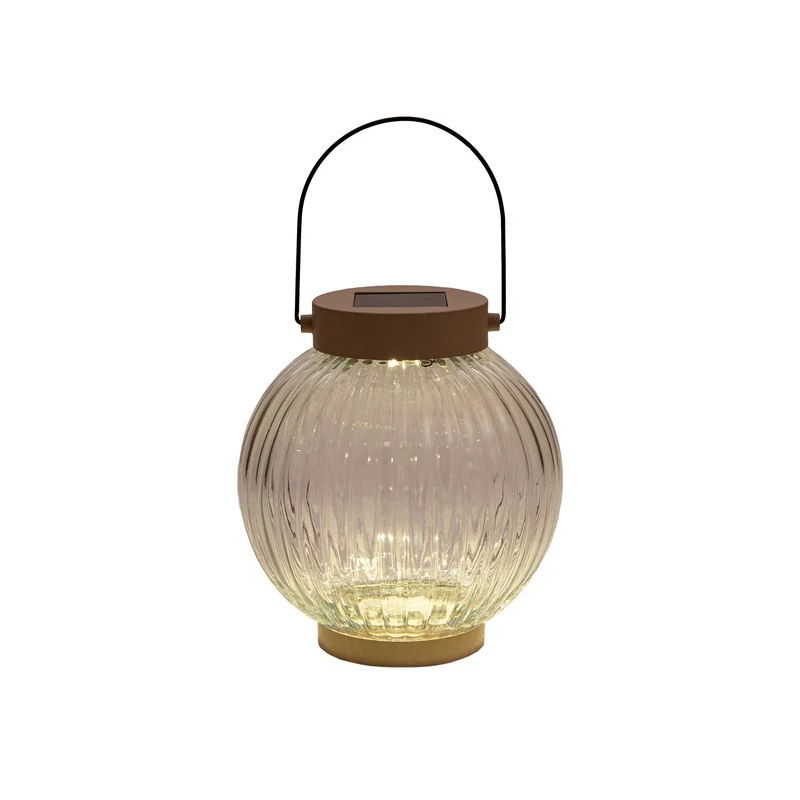 LANTAARN SOLAR 1LED GLAS 14,5X15CM ZAND ( 2V-25MA SOLAR)