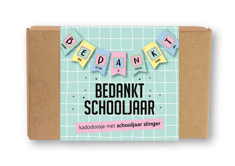 Kadodoosje vlaggetjes slinger 'bedankt schooljaar'
